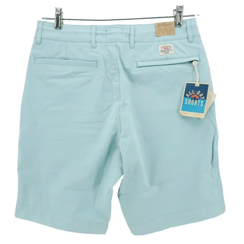 NWT FAHERTY All Day Casual Shorts SEAFOAM Pale Blue 8.5